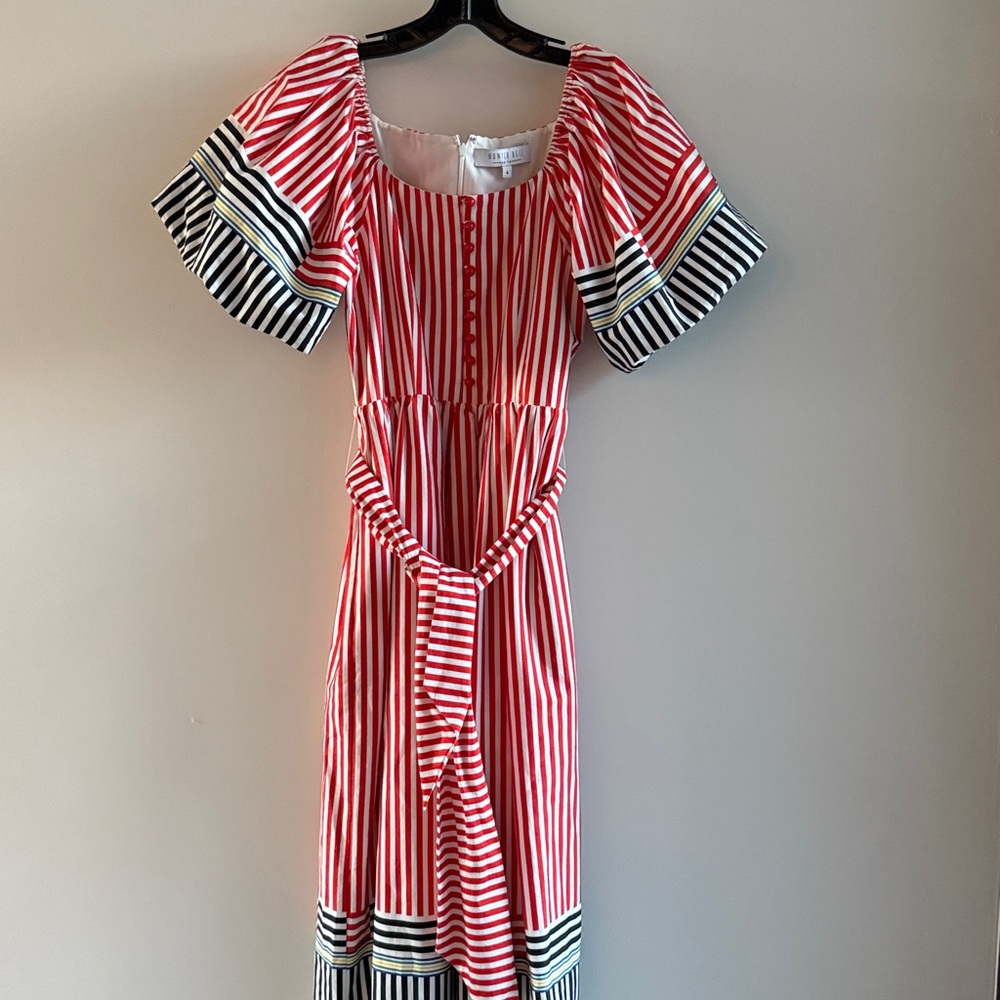 Hunter Bell Stripe Lucy Dress Red Blue Color Womens size 4